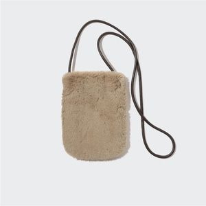 Uniqlo Furry Mini Shoulder Bag in Beige
